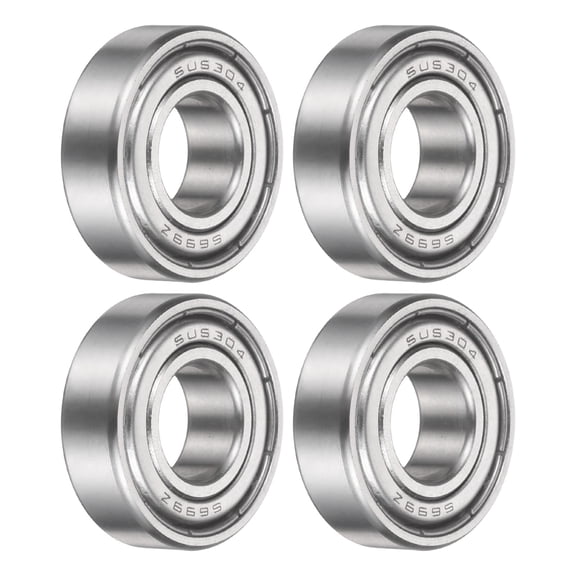Uxcell 4 Pack S699ZZ Deep Groove Ball Bearing, 9 x 20 x 6mm 304 Stainless Steel Double Shielded Ball Bearings for Printers, Skateboard, Mower, Electric Motor