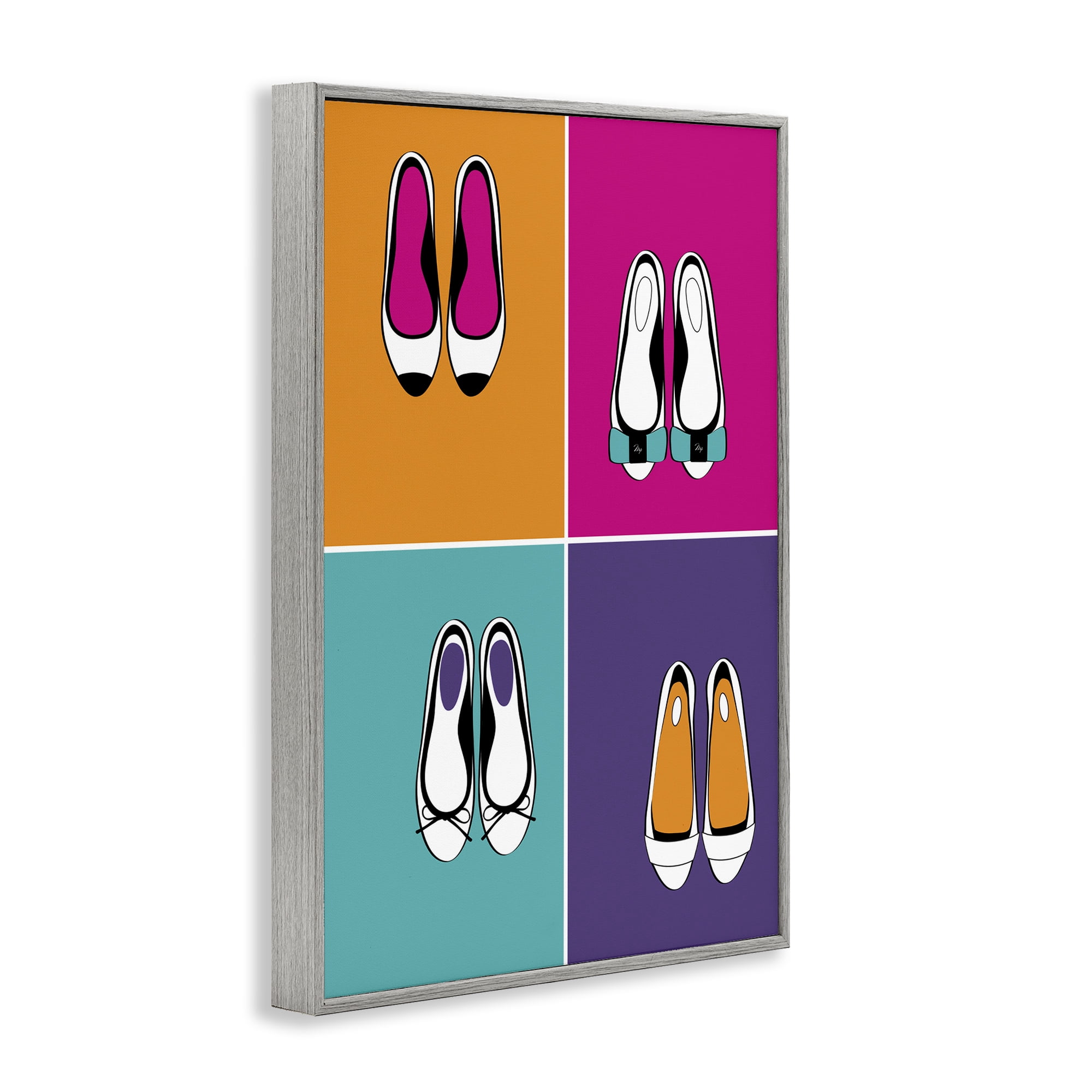 Stupell Industries Bold Pop Trendy Flats Gray Framed Giclee Art, design by Martina Pavlova