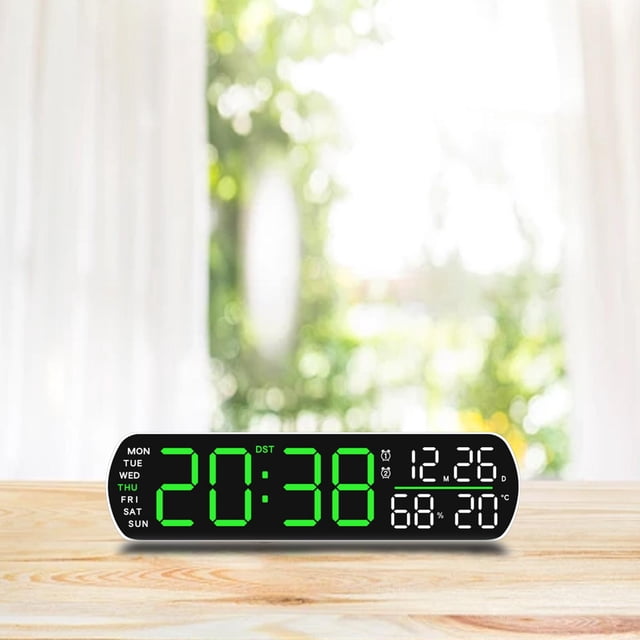 Reloj despertador digital, fácil de usar, versátil, regalo de cumpleaños, LED, relojes de escritorio para decoración de aulas, salas de Verde