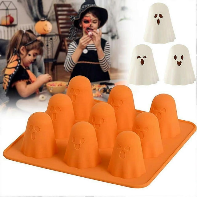 Halloween Ghost Silicone Mold - 9 Grid Non-Stick Silicone Chocolate Mold for DIY Kitchen Baking Use