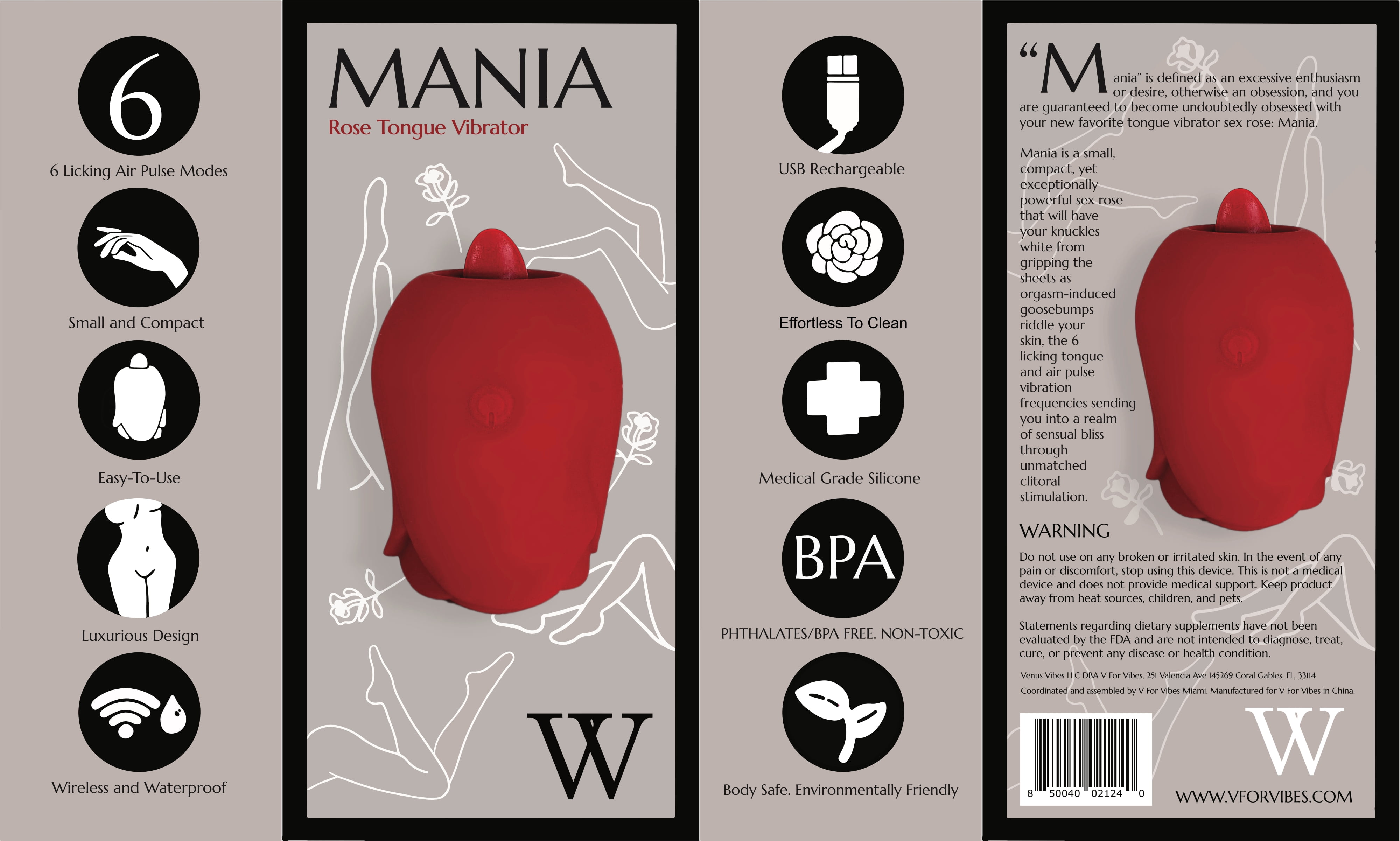Mania - The Enchanting Rose Tongue Vibrator, The Rose Toy For Women