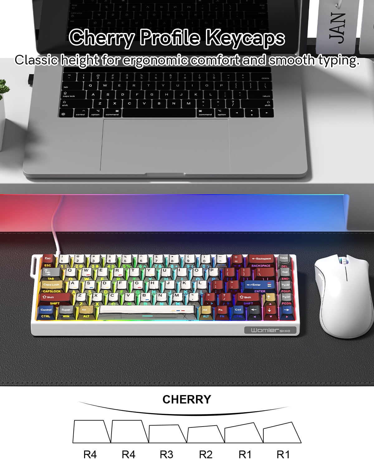 SK68 65% Gaming Keyboard, Wired Backlit Mini Keyboard w/100% Hot-Swap Socket 68 Keys Aluminum Gaming Wired Keyboard for PC Laptop Game