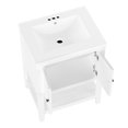 thumbnail image 3 of 24" White Modern Bathroom Vanity with Ceramic Sink & Solid Wood Frame – Open Shelf Storage, Waterproof Design, Easy Assembly (Farmhouse Style), 3 of 9