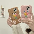 thumbnail image 5 of Case for iPhone X/XS Case Funny Phone Case Cute iPhone Case Flower Teddy Bear Kawaii Creative Soft Rubber Bumper Shockproof Cover Protective Case Cover for Women Girls Brown, 5 of 14