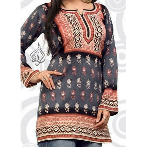 Beautiful Women Tops, Indian Kurti Tunic, Kurta Sale : ROSETTA | GRAY | Bust Size 40"
