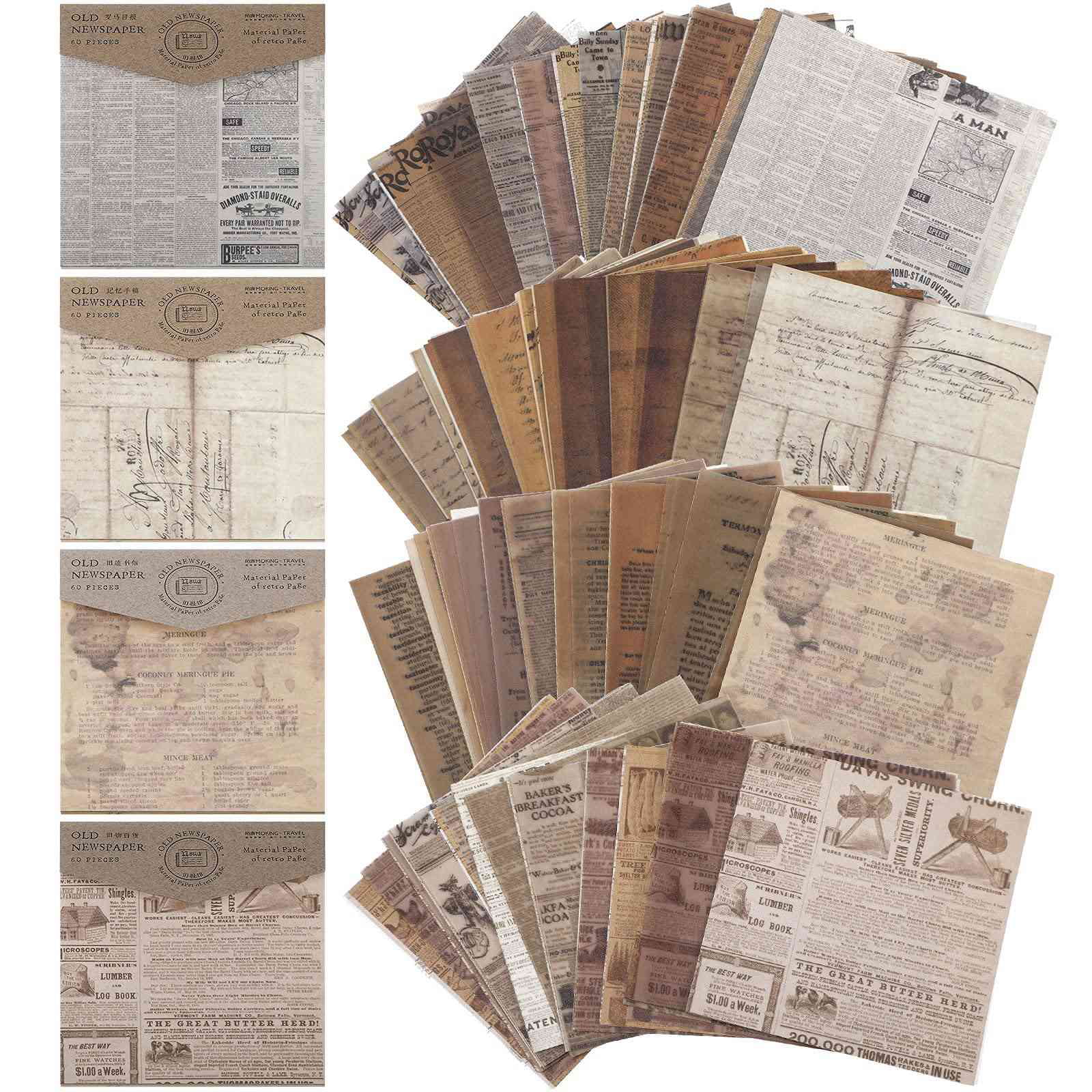 240 Sheets Vintage Scrapbook Paper Supplies Journaling Scrapbooking  Material Paper Retro Decorative Craft DIY Papers Junk Journal Vintage Paper  for Scrapbooking…