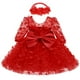 thumbnail image 1 of Odeerbi 3-24 Meses Niñas Mariposa Tul Vestidos Baby Shower Vestidos Con Cinta Lazo Algodón Fiesta de Cumpleaños Vestido de Manga Larga Empalme Vestido de Malla, 1 of 5