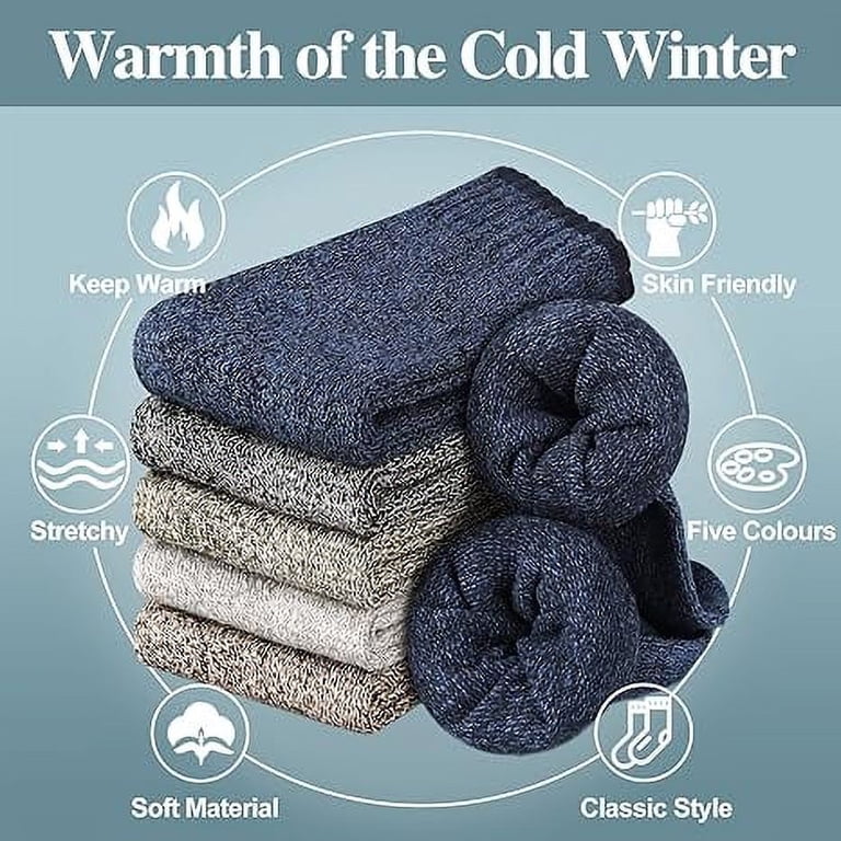 Wool Socks Men\'s Thick 5 Pairs Thermal Warm Winter Men Super Soft Cozy Boot Cold Amazon.com: SIMIYA 5 Pairs Wool Socks Mens, Thick Warm  main image 4