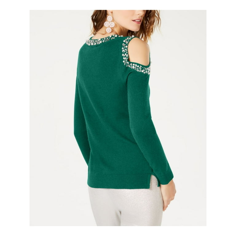 Embellished top shoulder sweater