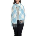 thumbnail image 2 of ZNDUO Blue Simple Plaid Texture Pattern Pashmina Shawls，Wraps Winter Warm Soft Scarf for Women, 2 of 8