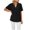 Black, variant on YYDGH Women's V Neck Pleated Tops Summer Short Sleeve Blouse Solid Color Linen Shirts Black S
