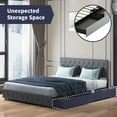thumbnail image 4 of MUZZ Storage Bed Frame with 4 Drawers on Wheels Platform Bed with Adjustable Diamond Button Tufted Headboard, No Box Spring Needed, Easy Assembly | Queen, Grey, 4 of 7