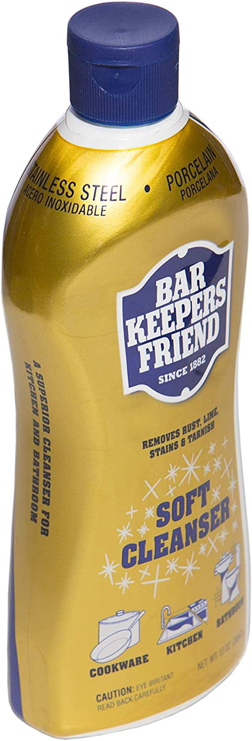 Bar Keepers Friend Soft Cleanser Liquid 13 oz Multipurpose Cleaner & Rust Stain Remover for Stainless Steel Sinks and Countertops, Porcelain and Ceramic Tile, Copper, Brass, and More (1)