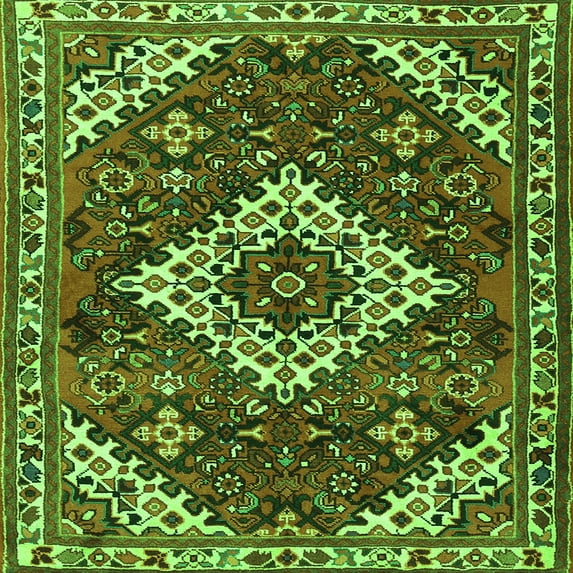 Ahgly Company Indoor Square Persian Green Traditional Area Rugs, 4' Square