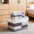 thumbnail image 3 of Pethiy 2-Pack Clear Plastic Storage Boxes with Lids & Handles, Stackable Storage Containers with Built-in Compartments for Organizing Toys, Clothes, Medicine & Craft Supplies, 3 of 8
