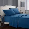 thumbnail image 1 of YYAO Ensemble de Draps Ultra Doux Format Simple avec Drap-Housse à Poche Profonde, 3 Pcs, Bleu Marine, 1 of 4