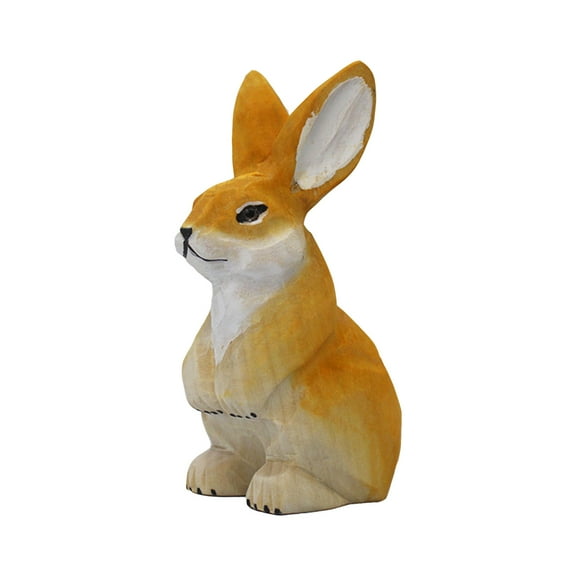 Spring Easter Bunny Figurine Decoration - Handmade Wood Carved Rabbit Bunny Figurine Statue, Easter Rabbit Garden Statues Table Centerpiece Mantels Home Decor Ornament