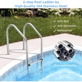 thumbnail image 2 of Pool Ladder, 304 Stainless Steel Swimming Pool Ladder, Heavy Duty Pool Escalator, 3 Step Pool Pedal Ladder, for Above Ground Pools Stair Entry System, with Handrails, 2 of 7