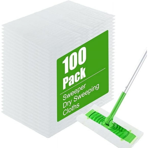 HLONK 100 Recharges de Vadrouille Sèche pour Swiffer Sweeper Mop, Tampons Jetables pour Balayage à Sec Compatibles avec Swiffer Dry Sweeper, Tampons de Remplacement pour Vadrouille Sèche pour Animaux pour le Lavage et le Nettoyage des Planchers