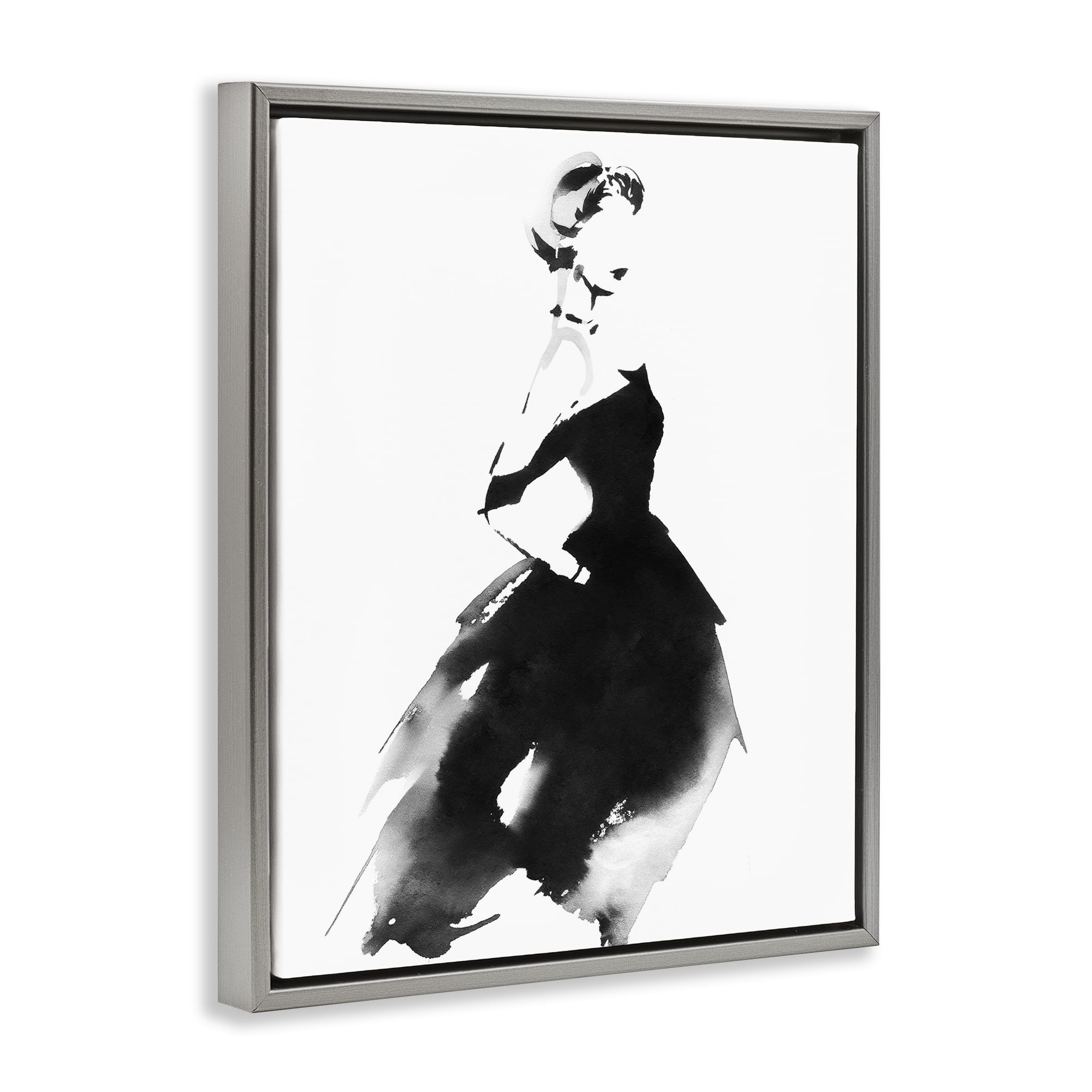 Stupell Industries Shadow Waltz Silhouette Gray Framed Floater Canvas Wall Art, design by Svetlana Aleynikova
