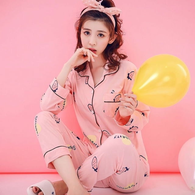 Pijamas de mujer de primavera y otoño de manga larga de talla grande cárdigan de verano traje de casa de otoño e invierno