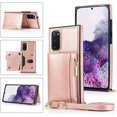 thumbnail image 2 of Crossbody Wallet Case for Galaxy S20 5G with Neck Strap Lanyard Purse Handbag Shoulder Strap Cover with Credit ID Card Holder Slot Cute Luxury PU Leather Case for Galaxy S20 5G Rose Gold, 2 of 7