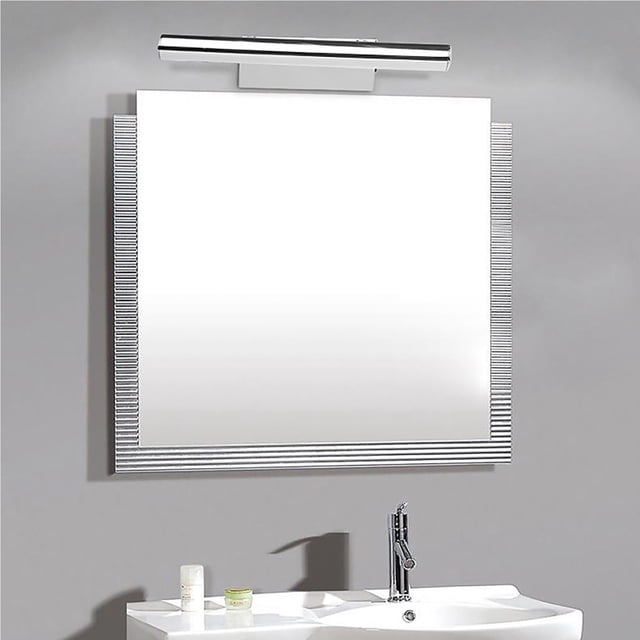 Bewildely Luz de espejo de baño de acero inoxidable moderno 5W 5050SMD Lámpara de pared LED de 40 cm de longitud Blanco frío con interruptor para espejo Iluminación y accesorios Bewildely HA019921-00