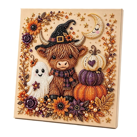 Halloween Ghost Pearl Art DIY Kit, 5D 3D Diamond Painting Crafts for Adults, Full Drill Rhinestone Art Set for Fall Home Wall Decor, Beginner Craft Kit