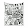 thumbnail image 1 of Black White Soft Flannel Fleece Throw Blanket, Business Planning Theme Doodle Set Brainstorming Presentation and Progress, Cozy Plush for Indoor and Outdoor Use, 50" x 70", Black White, by Ambesonne, 1 of 6