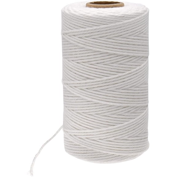 Gixusil White Cotton String Twine, 656 feet/200 M Gift Wrapping Bakers String, 2MM Handicrafts Decorative Cord Twine for DIY Gift Decorations,Tying Meat