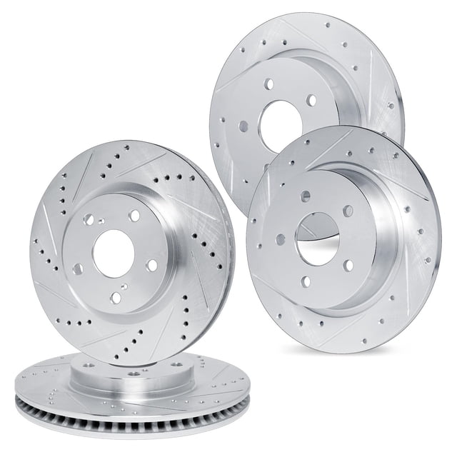 R1 Concepts Front and Rear Brakes and Rotors| Drilled Slotted Brake Rotors| Front and Rear Disc Brake Rotors| Fits 2013-2022 Nissan Altima