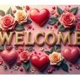 thumbnail image 5 of LUUFILx Welcome Heart Shaped Rose Floral Welcome Banner Romantic Backdrop with Butterflies and Hearts for Party Decorations Event Photographic Background, 5 of 9
