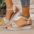 thumbnail image 2 of Dakaela Espadrilles Wedge Sandals for Women Open Toe Summer Dressy Slip on Shoes Comfortable Ankle Strap Buckle Platform Walking Sandal Size 6-10 Black, 2 of 7