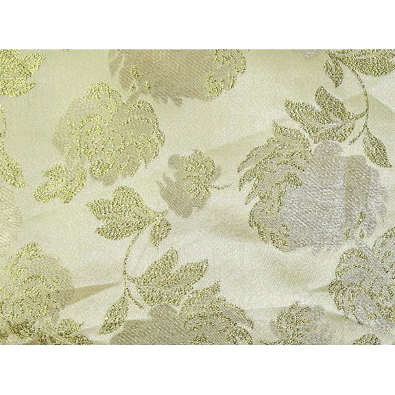 Minerva Metallic Woven Brocade Fabric Dark Cream - per yard