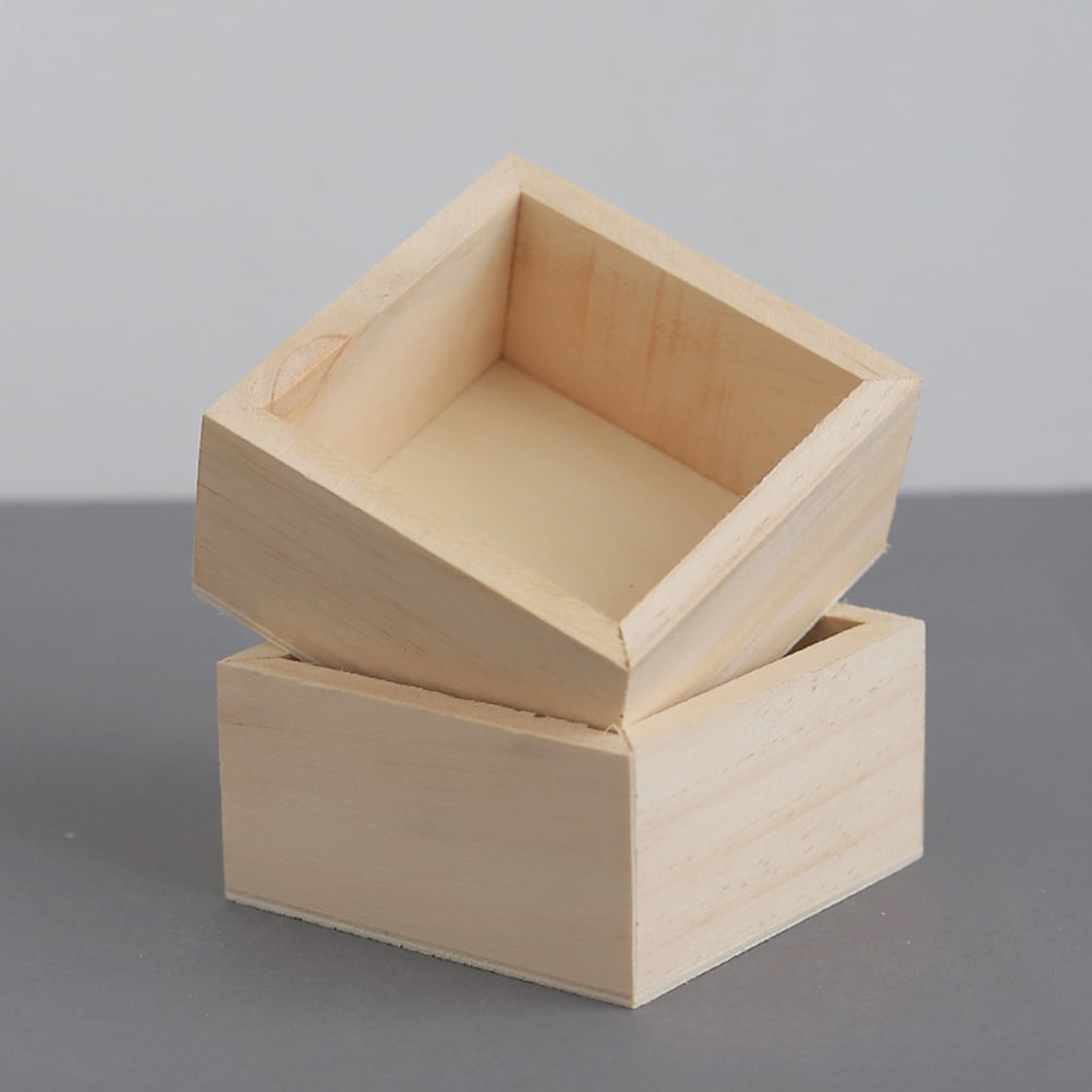 PAMINGONO 6pcs Rustic Crates for Decor Small Unfinished Boxes Natural Wood Craft Organizer Artists