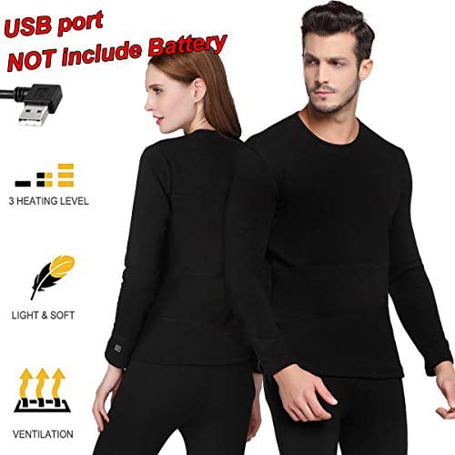 FERNIDA Insulated Heated Underwear Adjustable Electric Charging Thermal Heating Pants and T Shirts Battery Included