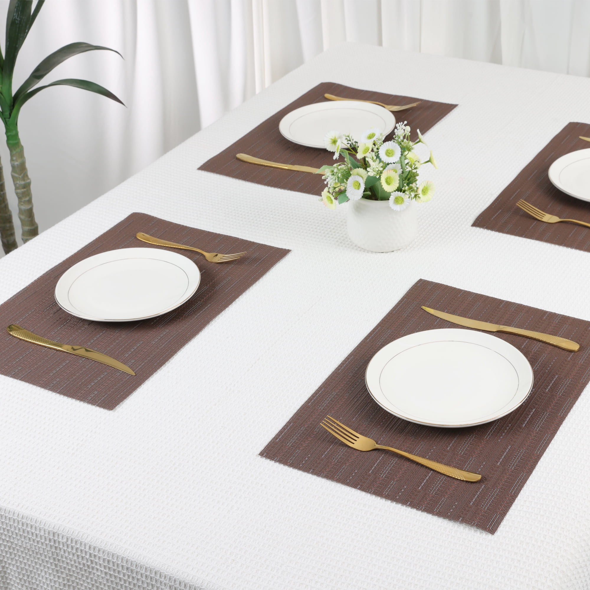 Unique Bargains Polyvinyl Chloride Placemats for Kitchen Heat Resistant Coffee