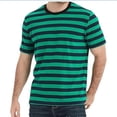 thumbnail image 3 of T-Shirt Décontracté à Rayures pour Hommes, Col Rond, Manches Courtes, Tissu Doux, Été, Décontracté et Décontracté, Vert, TG, 3 of 4
