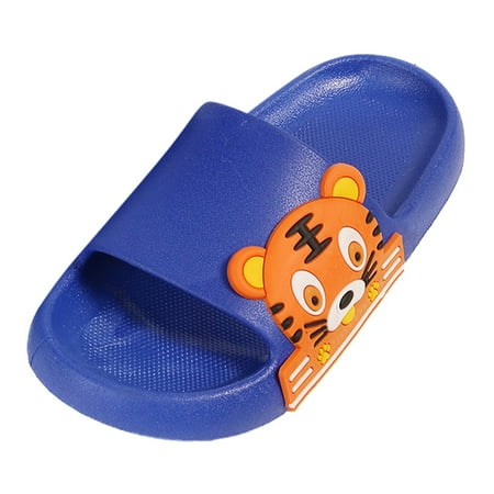 

JDEFEG Kitty Slippers Toddler Home Slippers for Children Kids Little Tiger Children Slippers Cartoon Soft Sole Comfortable Slippers Moccasins Slippers for Girls Blue 32