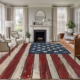 thumbnail image 2 of Area Rug 60×96in, USA Star and Stripe Retro Wood Barn Floor Carpet Living Room Rug, Farm Wooden Patriotic Flag Non-Slip Welcome Mat Indoor Rugs for Bedroom Dining Room, 2 of 9