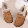 thumbnail image 6 of LIJCC Women's Winter Shoes Flat Insulated Fluffy Trendy Buckle Slip on Ankle Low Heel Cute Suede Work Office Snow Boots Warm Faux Fur Lined Ankle Booties Plush Slip On Outdoor Shoes, 6 of 8