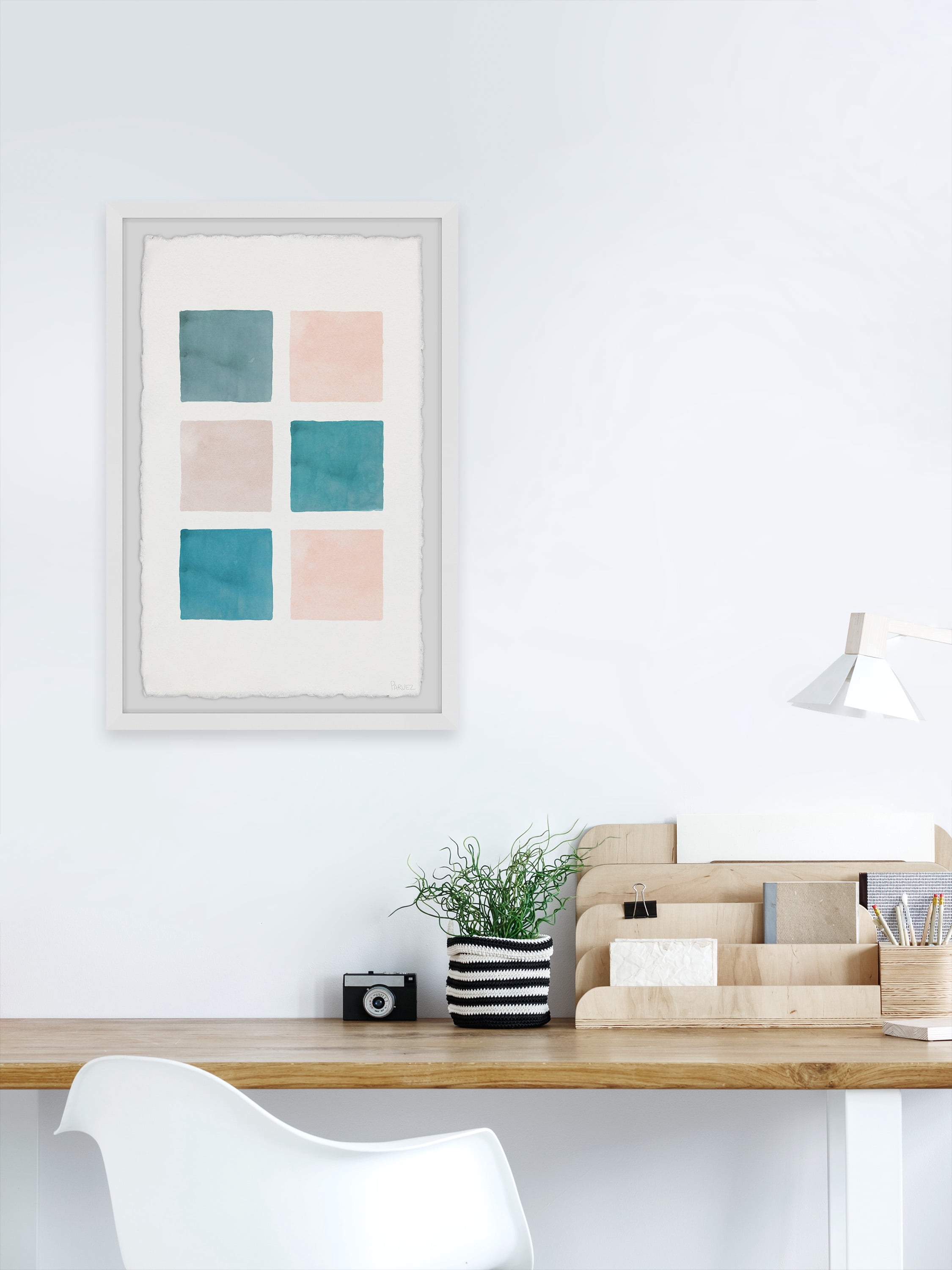 Parvez Taj Blues and Creams Framed Wall Art