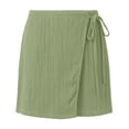 thumbnail image 6 of Women's Polyester Casual Solid Color Lace Up Pocket Shorts, Mid Waist Elastic Loose Drawstring, Pockets Lace Up, Summer Outdoor Travel Vacation Beach, Womens Shorts | UKHCCC,Army Green L, 6 of 7