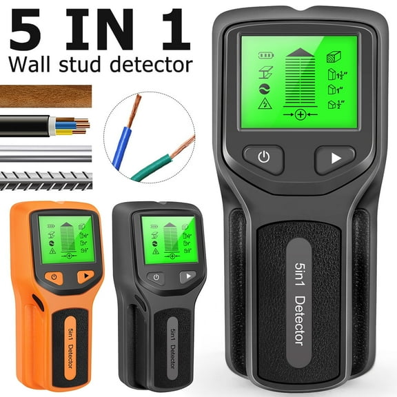 FUYGRCJ 5 in 1 Stud Finder Wall Scanner Electronic Stud Sensor Locator Wood Beam Joist Finders Portable Wall Detector with LCD Display for Wood AC Wire Metal Studs Detection
