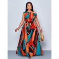 thumbnail image 2 of Womens Orange Abstract Print Off Shoulder Maxi Dress, 2 of 8