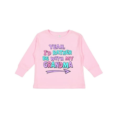 

Inktastic Yeah I d Rather Be with My Grandma in Pink Blue and Purple Gift Toddler Boy or Toddler Girl Long Sleeve T-Shirt