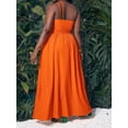 thumbnail image 2 of Orange One-Shoulder High-Slit Plus Size Maxi Dress For Women Summer Leisure Vacation, 2 of 8