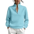 thumbnail image 5 of Tnhcen Women's Quarter Zip Pullover Fleece Lined Stand Collar Sweatshirt Solid Color Long Sleeve Casual Workout Top Autumn Winter Plus Size S-2XL, 5 of 7