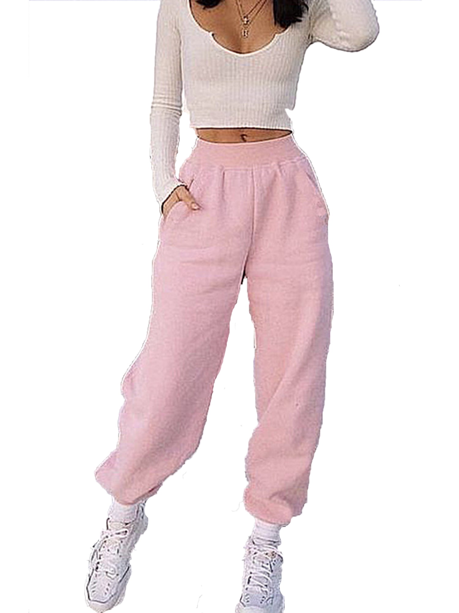 Famulily Womens High Waist Joggers Jogging Bottoms Cargo Pants with Pockets