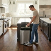Innovaze 13 Gallon/50 Liter Trash Can, Stainless Steel Step on Garbage Can for Kitchen, Silver